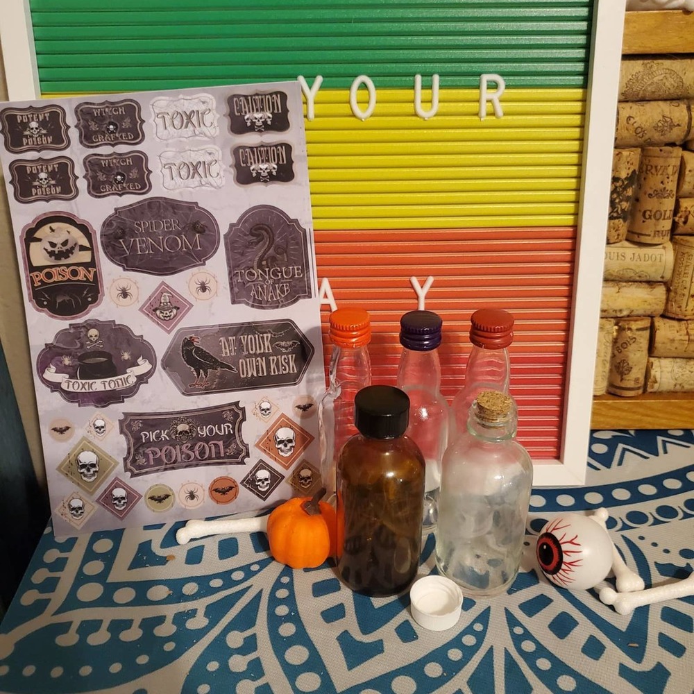 Diy Halloween potion bottle kit upcycle stickers potion - Picture 1 of 10